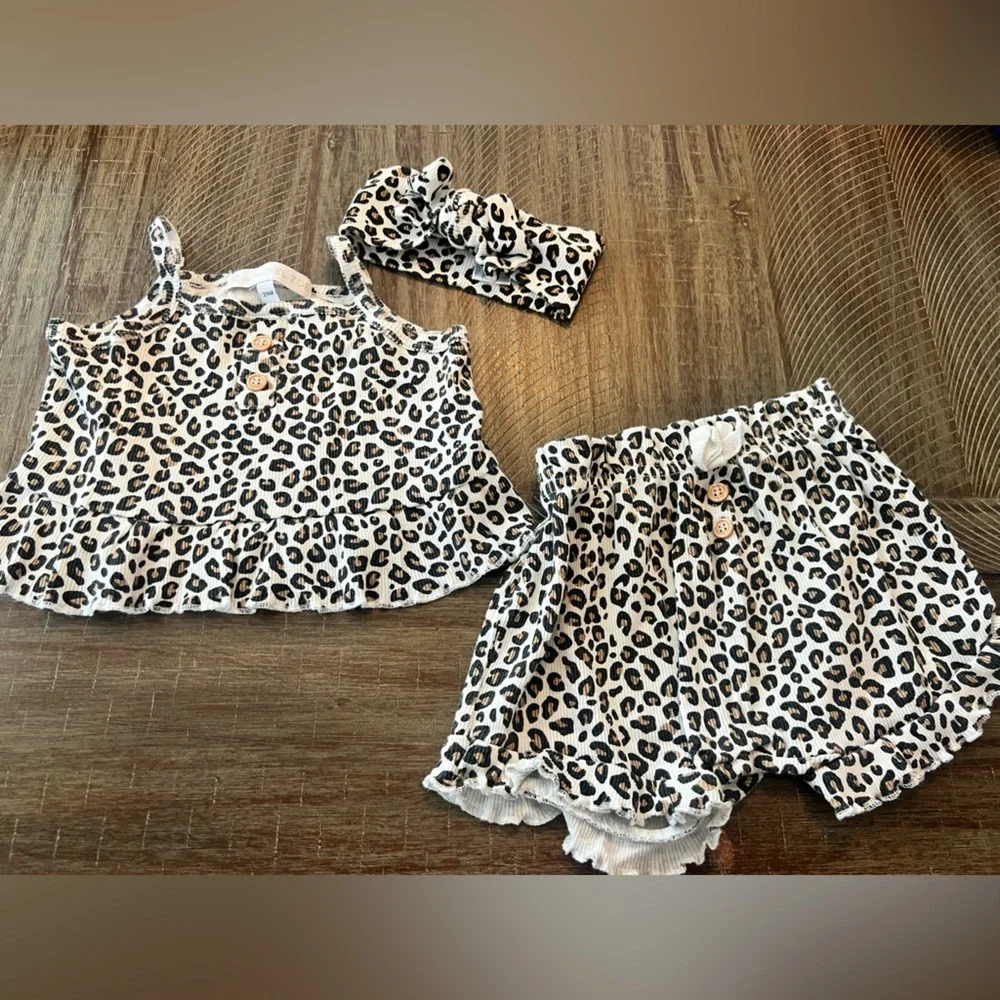 Rachel Zoe babygirl 24m matching leopard tank short set